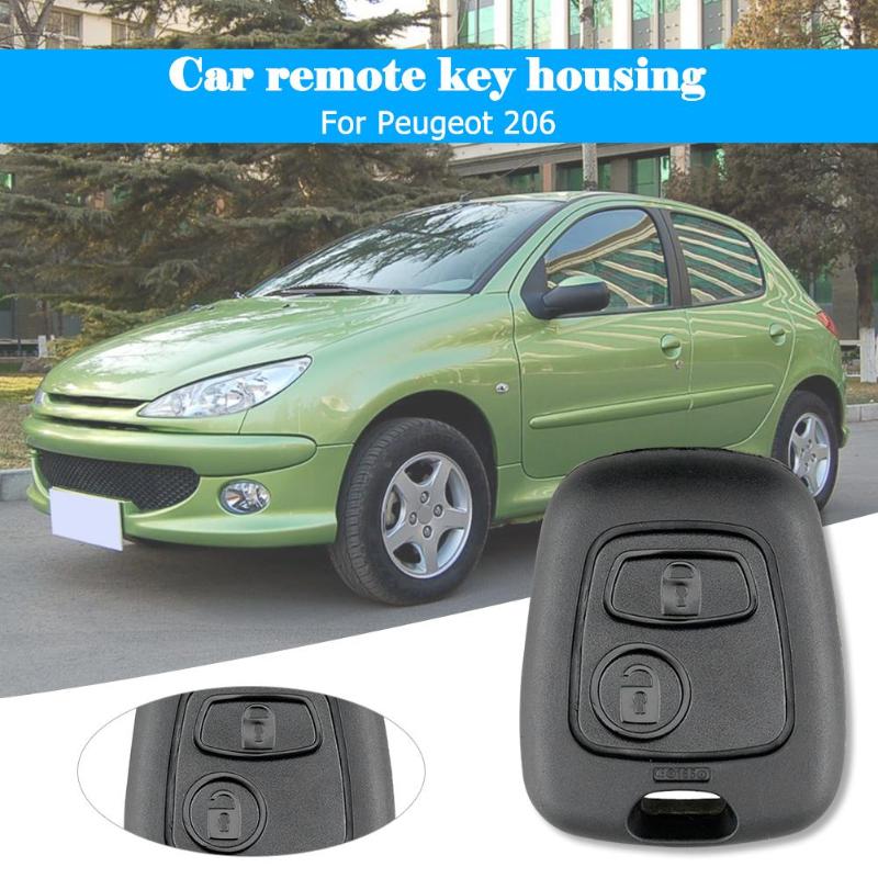 2 knoppen Afstandsbediening Auto Sleutelhanger Auto Case Blanco Sleutel Shell voor Peugeot 206 DIY Auto Key Shell Vervanging remote Fob Case