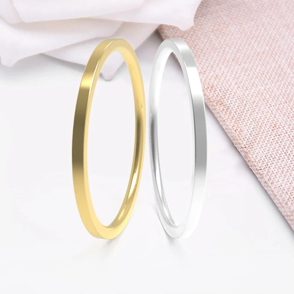 JHSL 1mm Kleine Mini Edelstahl Einfache Frauen Ringe Schwarz Rose Gold Farbe Schmuck UNS größe 3 4 5 6 7 8 9 10