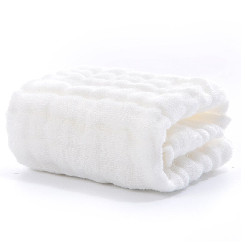6 lager enfärgad babybomull tvättlapp handduk barn näsduk spädbarn ansikte handduk gasväv saliv handduk  kf230: Vit