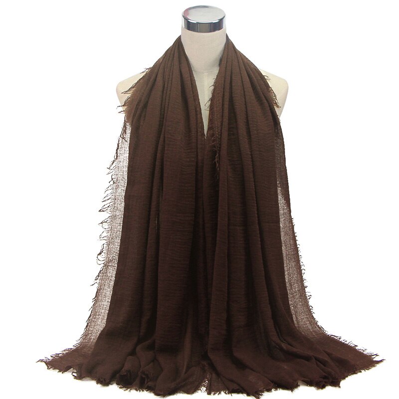 Klassisk premium viskos maxi crinkle moln hijab scarf sjal mjuk islam muslim & retail halsdukar: Brun