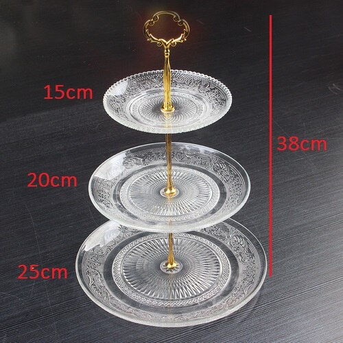 2 or 3 Layer Glass Cake Stand Modern Candy Snack Fruit Plate Afternoon Tea Dessert Display Rack Shelf Home Decor mx11161730: Gold-A