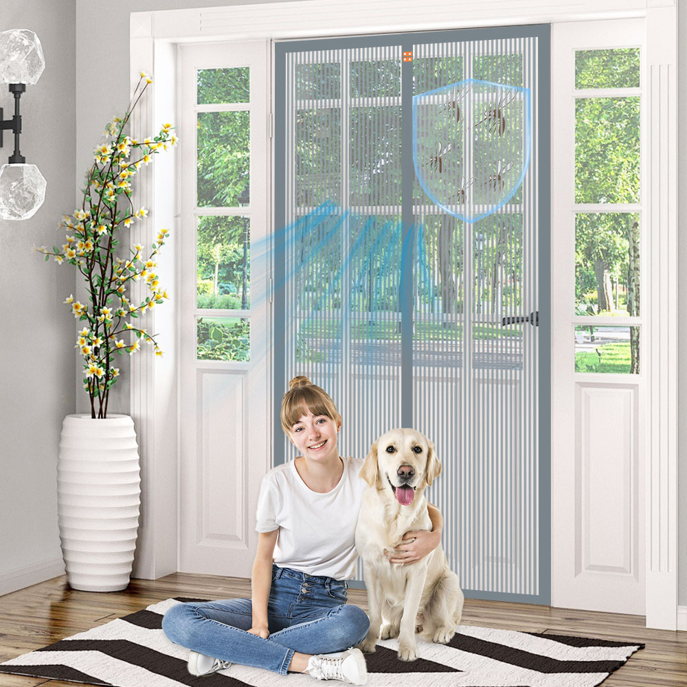 Cortina de listra magnética longa anti-mosquito porta cortinas abertura lateral isolamento porte verão decoração interior design sem perfuração