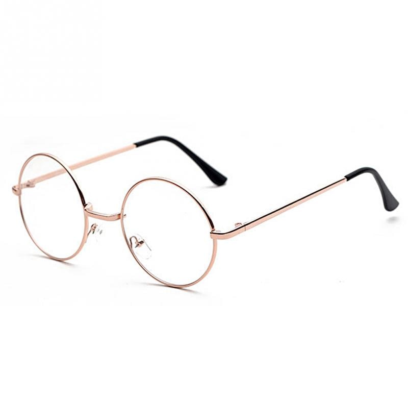 Round Metal Decorative Plain Eyewear Glass Unisex Optical Glasses UV Protective Windproof Eyeglasses