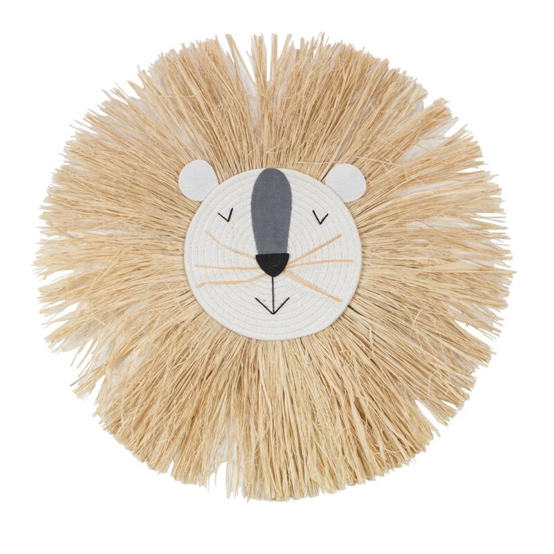 Cartoon Lion Hanging Decorations Cotton Thread Weaving Animal Head Wall Ornament R2JF: 1