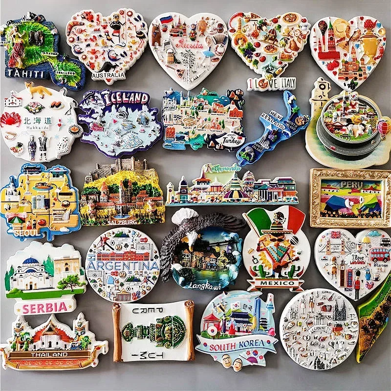 Imanes de nevera de decoración, pasta magnética para refrigerador, , Japón, Corea, Alemania, Rusia, Nueva Zelanda, Italia, Turquía, Perú, recuerdo turístico