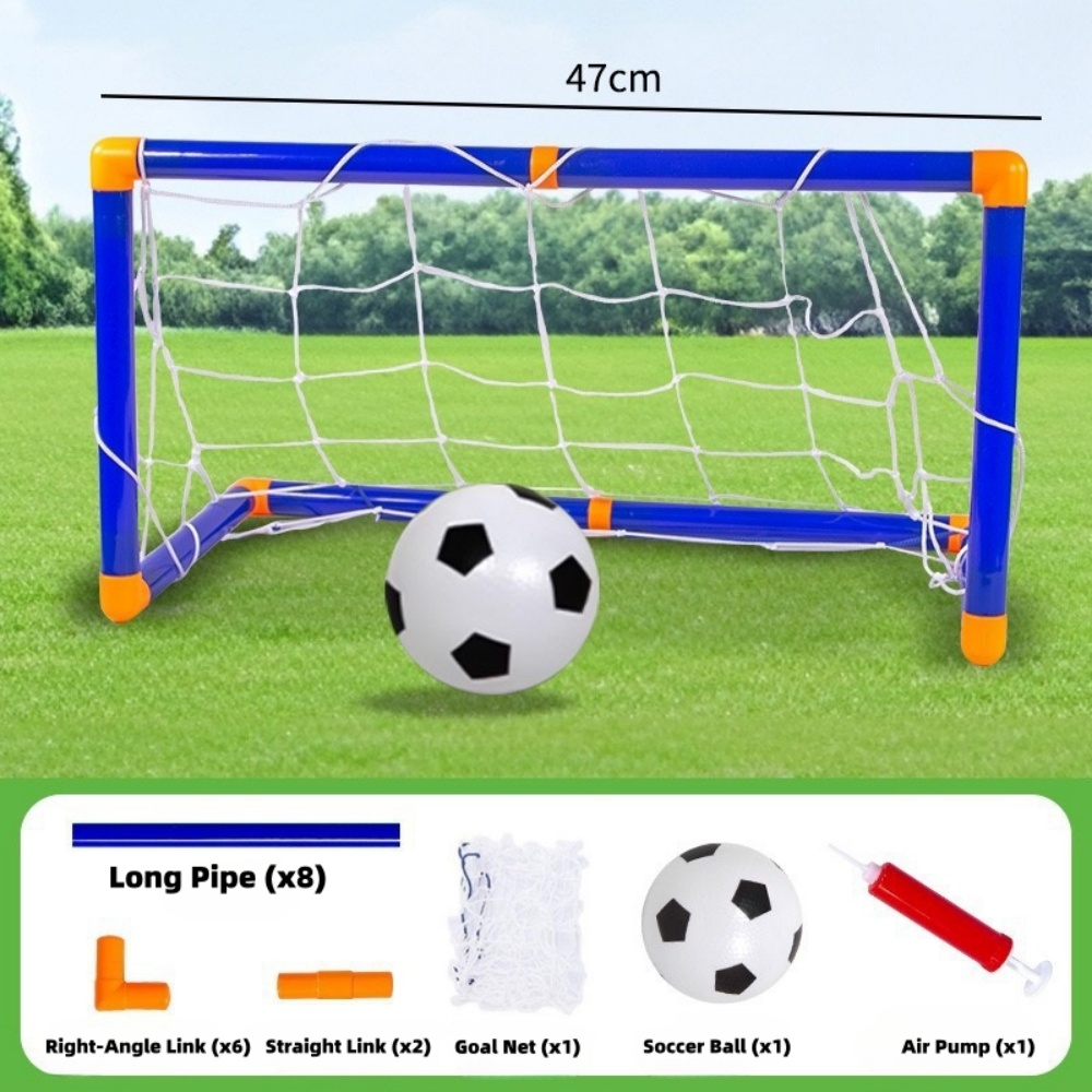 Novo dobrável mini bola de futebol de plástico removível gol post net conjunto de alta resistência crianças indoor ao ar livre presente de aniversário da criança: Azul