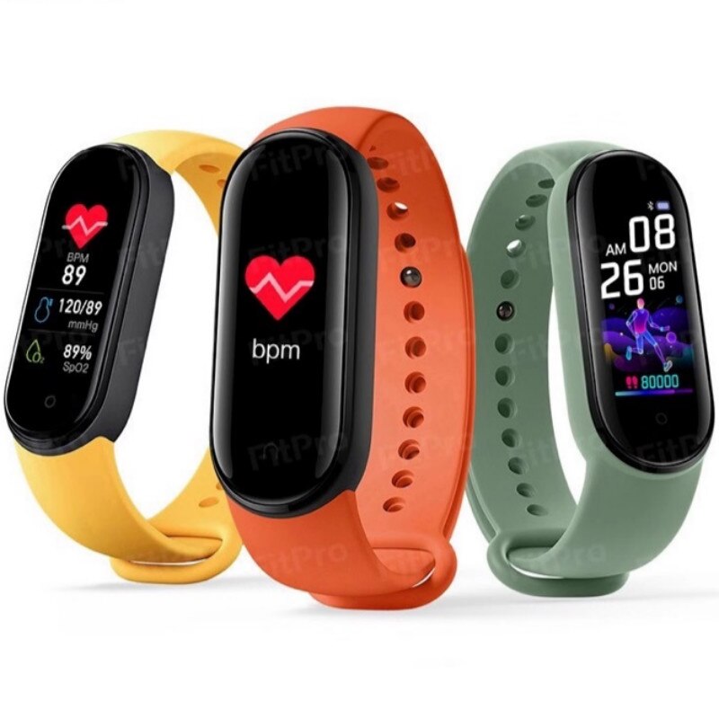 M5 Smartwatch - Fitness Tracker, Blood Pressure Monitor, LED Screen, Silica Band