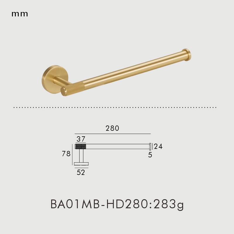 Nurlin Messing Rändelserie Badezimmerzubehör Beschläge Handtuchhalter Schienen Haken Toilettenpapierhalter Schwarzgold: verrotten