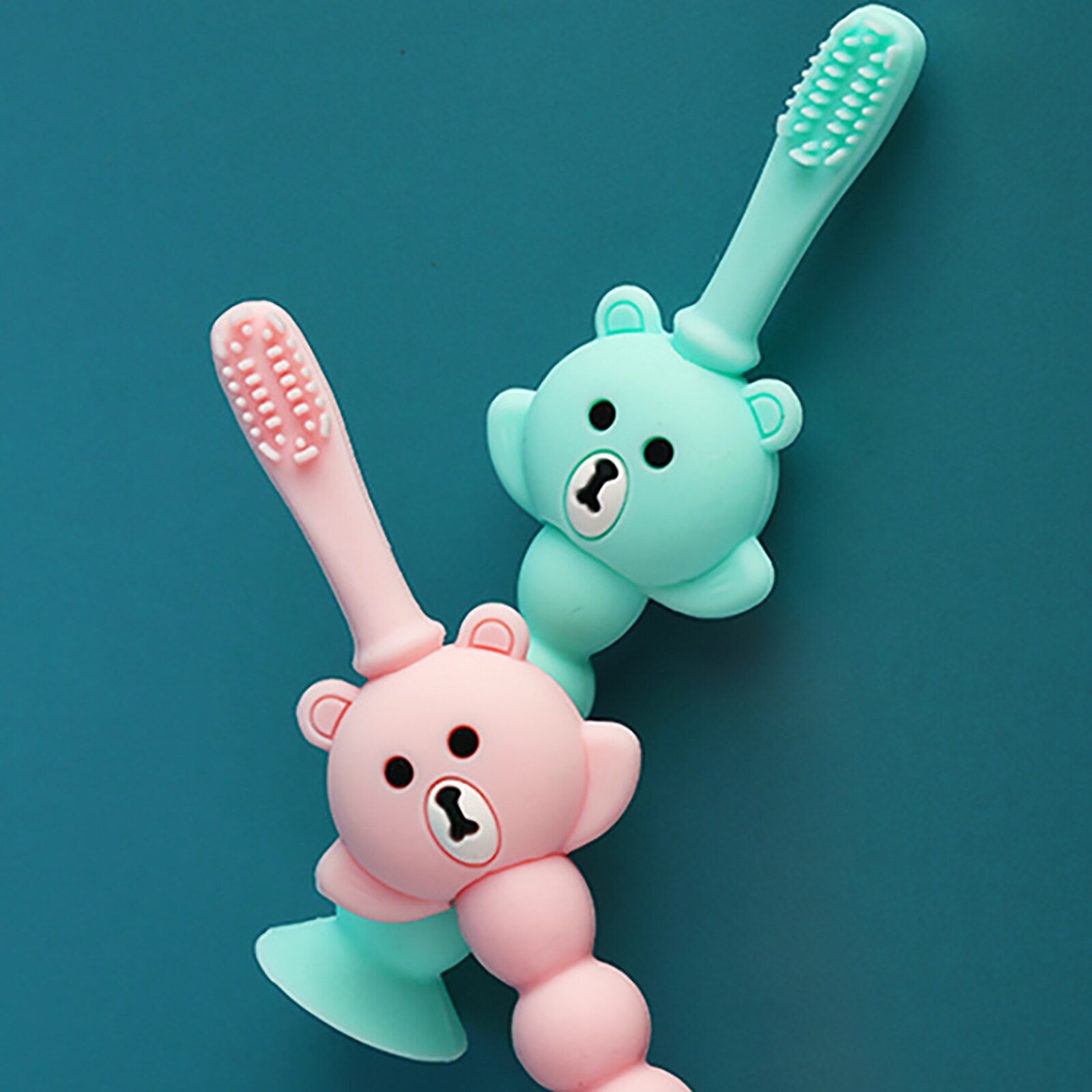 Bebê especial macio cerdas escova de dentes bonito bebê urso treinamento silicone escova de dentes produtos de cuidados com o bebê crianças limpeza oral