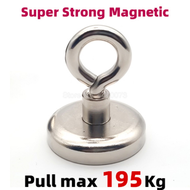 1PCS Strong Magnet Neodymium Round Thick Eyebolt Treasure Hunt Magnets Strongest Permanent Fishing Vertical Magnetic Materials