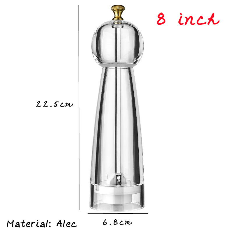 5/6/8 tums manuell pepparkvarn akryl keramisk kärna peppar havssaltkvarn multifunktionell spannmålskvarnar kryddkvarnar prylar: Ljusgul