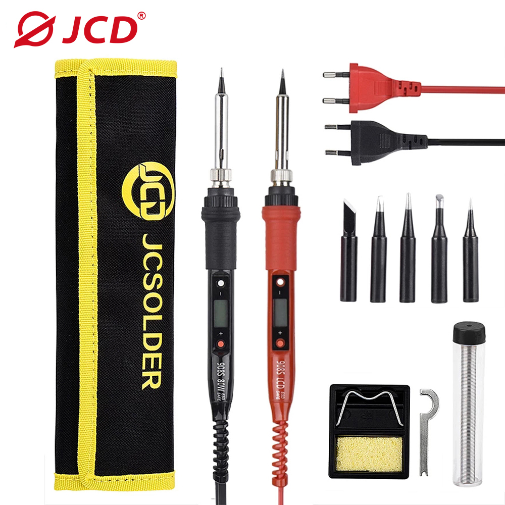 JCD-Kit de soldador eléctrico, pantalla Digital LCD de 80W, temperatura ajustable, 220V/110V, herramientas de reparación de soldadura de hierro 908S