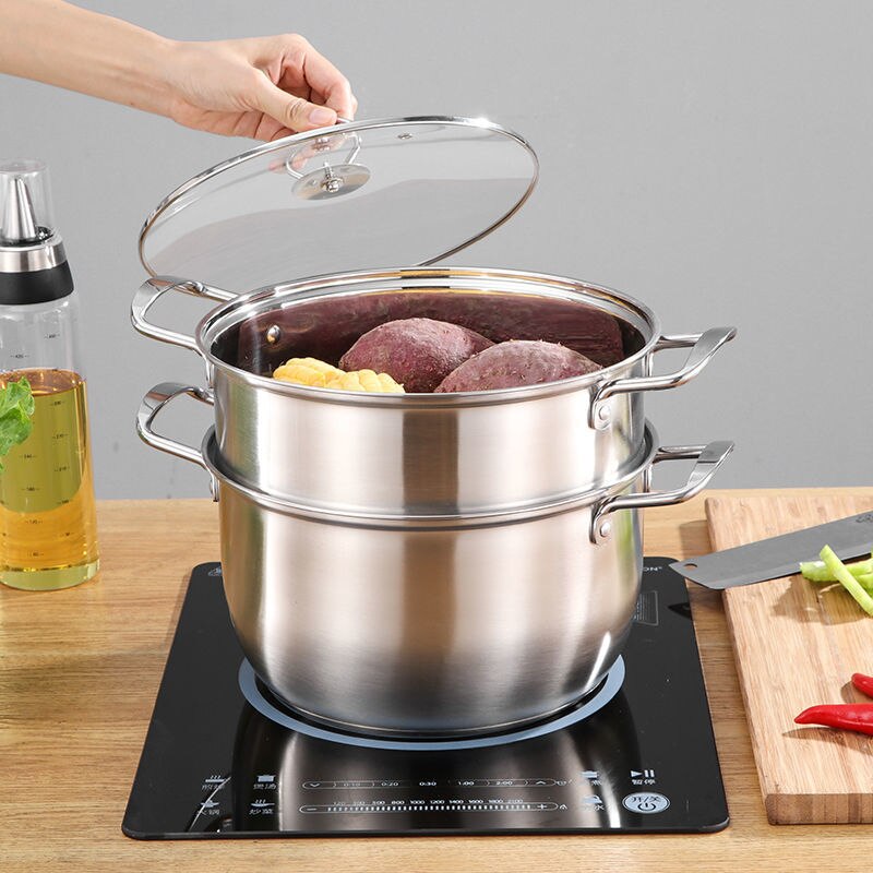 Stainless Steel Soup Pot Steamer Pot Soup Pot Small Pot Home Binaural Skillet Gas Milk Pot Induction Cooker Special Cookware