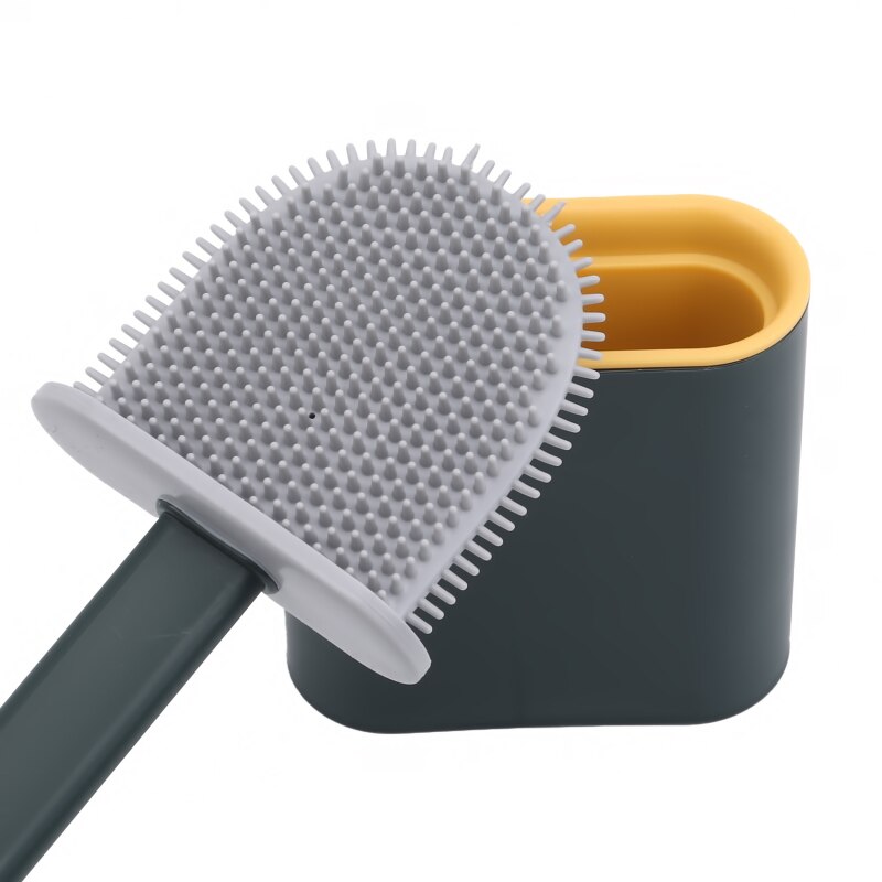 Nowa silikonowa szczotka robić WC płaska główka elastyczny miękki szczotka z włosia z szybkim uchwyt robić suszenia zestaw szczotka robić czyszczenia akcesoriów WC