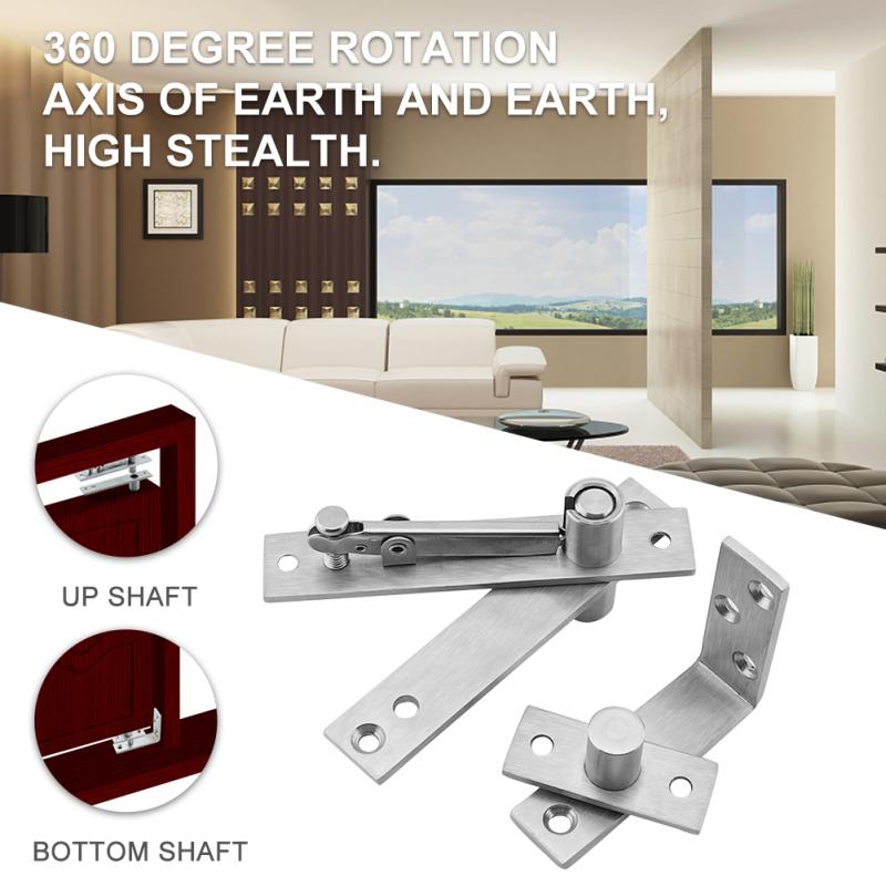 L Shape Door Hinge 304 Stainless Steel 360 Degree Rotation Pivot Shaft Hardware For Cabinet Up shaft Bottom shaft