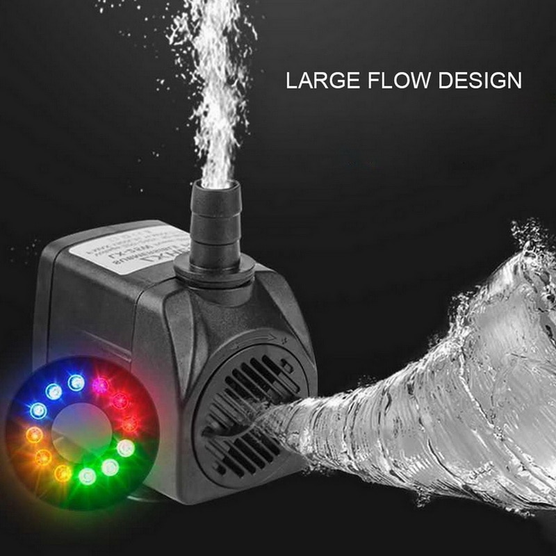 220V 6/8/10/25W Submersible Water Pump With 12 LED Lights 220-240V 800L/H EU/UK Plug For Aquarium Fish Tank Pond Fountain
