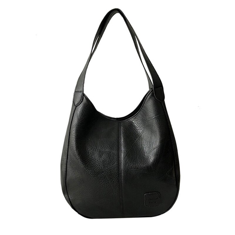 Large Capacity Handbag Women Shoulder Bag Brand Hobos Tote Pu Leather Casual Women's Bucket Bags: bt985black