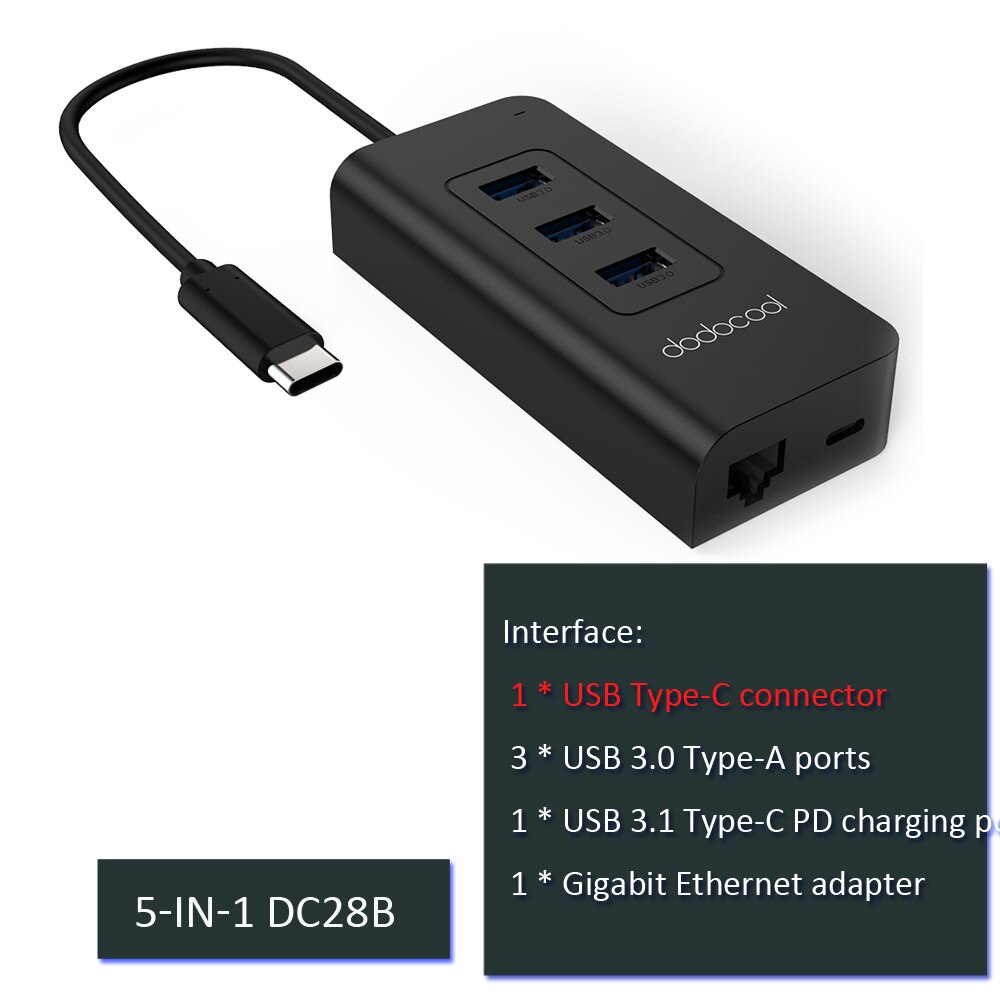 dodocool usb hub usb 3.0 hub type c usb c hub with HDMI Adapter Dock for macbook pro accessories USB-C 3.1 Splitter: 5 in 1 DC28B