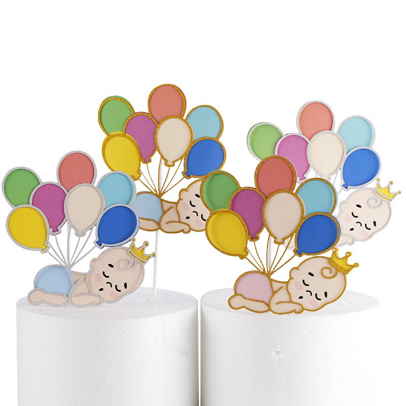 Ballongsnöre baby tårta dekoration godis bar baby shower kön avslöja barn fest tillbehör grattis på födelsedagen tårta topper