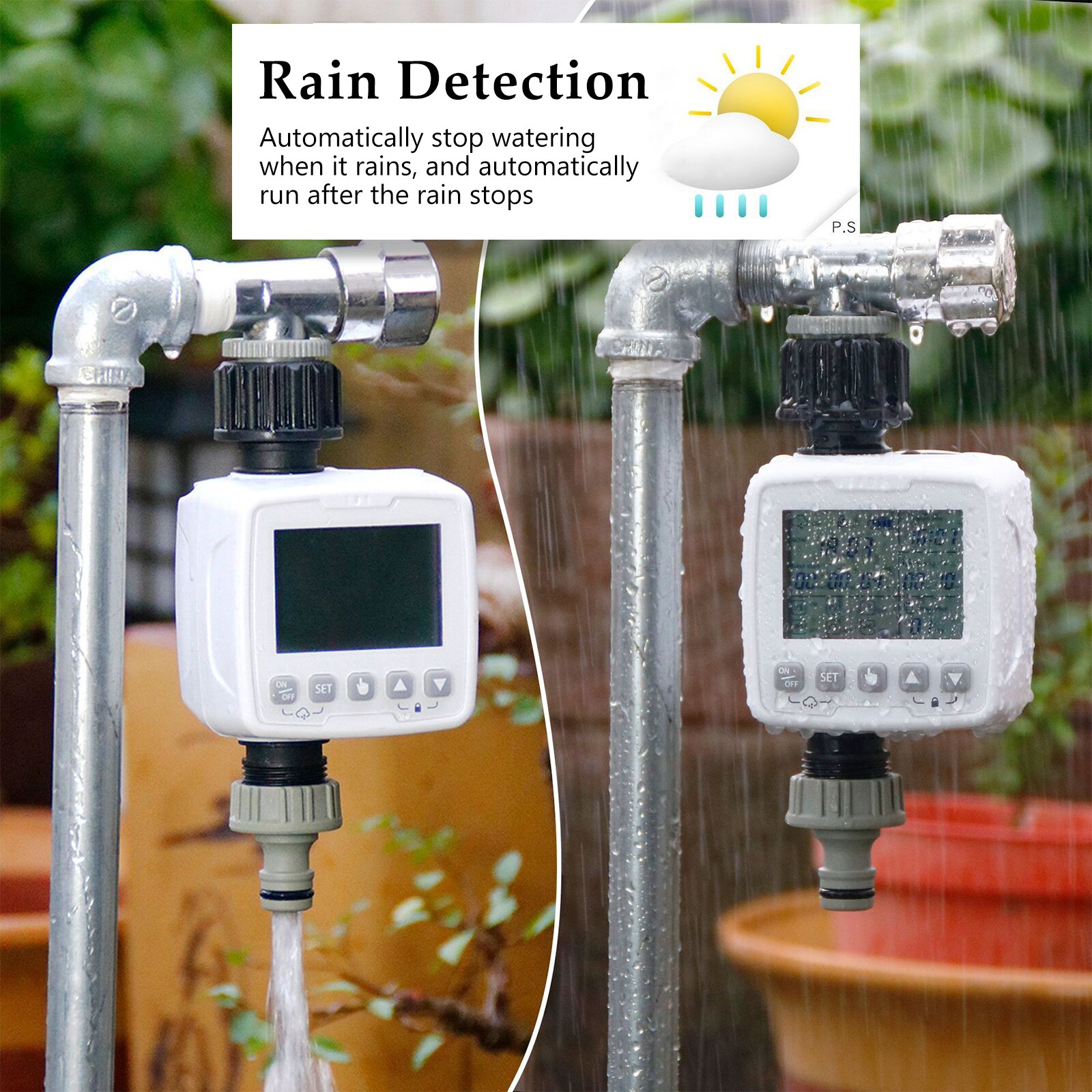 Garden Water Timer Programmable Plants Watering System Sprinkler Timer Large Screen Irrigation for Pot Plants Lawn Flower Beds