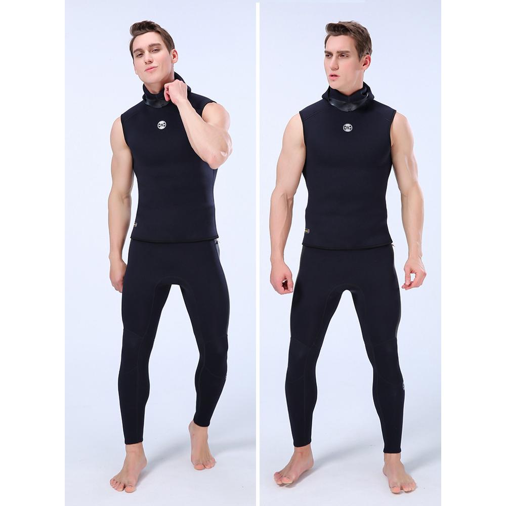 Traje de neopreno con capucha 3mm traje de neopreno térmico sin mangas superior e inferior buceo surf Hoodie chaleco para hombres de dos piezas