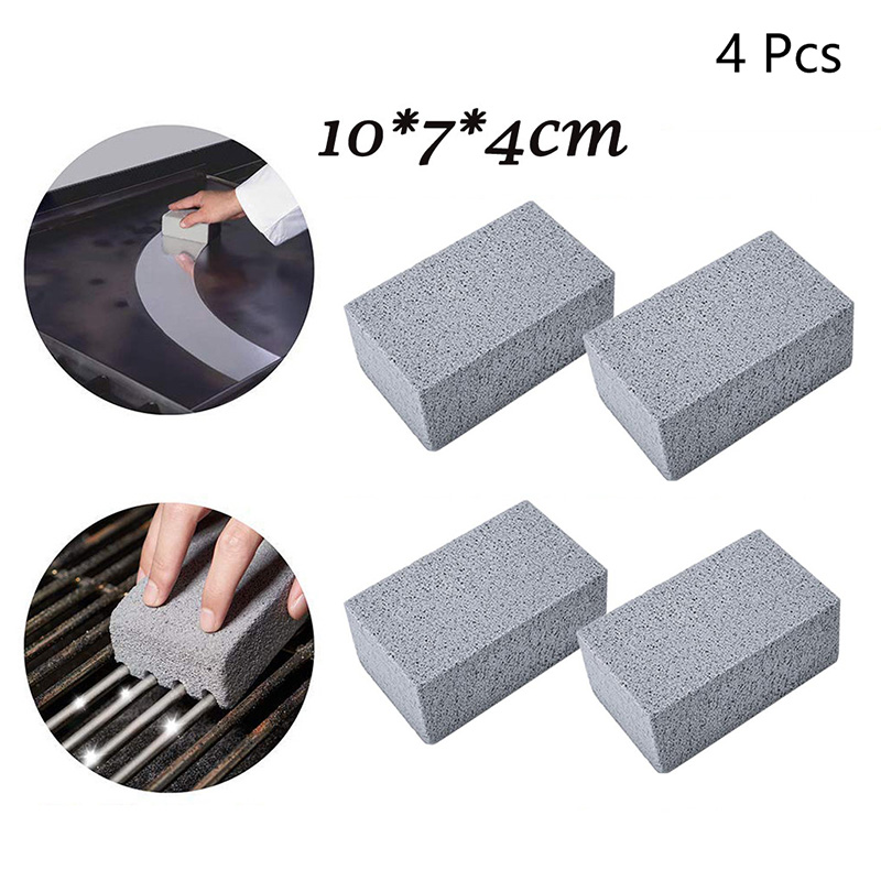 DEOUNY 2/3/4/5 Pcs BBQ Grill Cleaning Brick Block Barbecue Racks Stains Grease Cleaner BBQ Cleaning Stone Tools Kitchen Gadgets: 4 Pcs