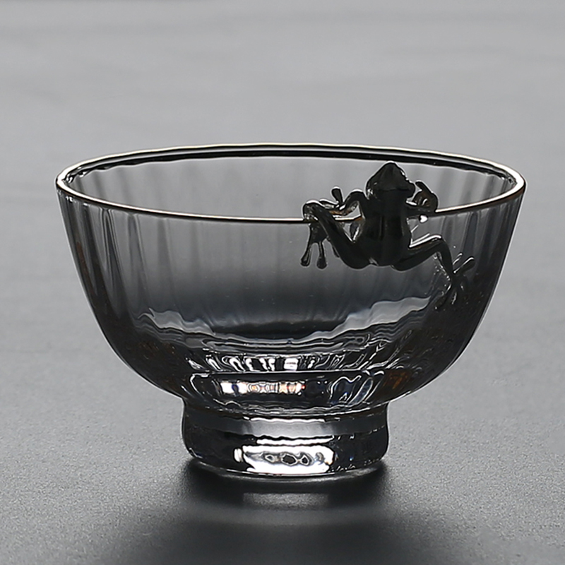 110ml japansk stil boutique klart glas kobber-nikkel sølv frø master cup tekop kung fu te sæt teskål rund skud glas: C