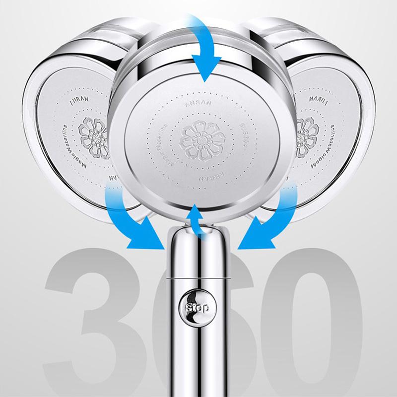 Turbocharged Shower Head High Pressure Magic Waterline Spa Massage 360 Degree Shaking Head Bathe Shower For Bathroom Accessories
