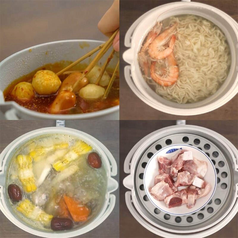 Foldable Electric Frying Pan Kettle Heated Food Container Heated Lunch Box Cooker Portable Multifunctional Thermal Cooker EU Plu