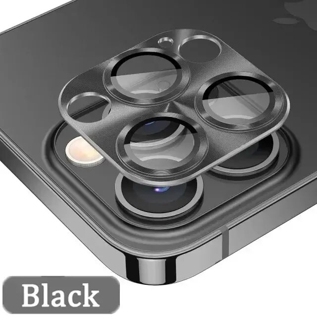 Metall Kamera Objektiv Glas Schutz Für iPhone 11 12 13 14 15 Profi Max Mini 14Plus 15Plus Ultra hoch Definition glas Zurück Objektiv: Schwarz / bündeln10