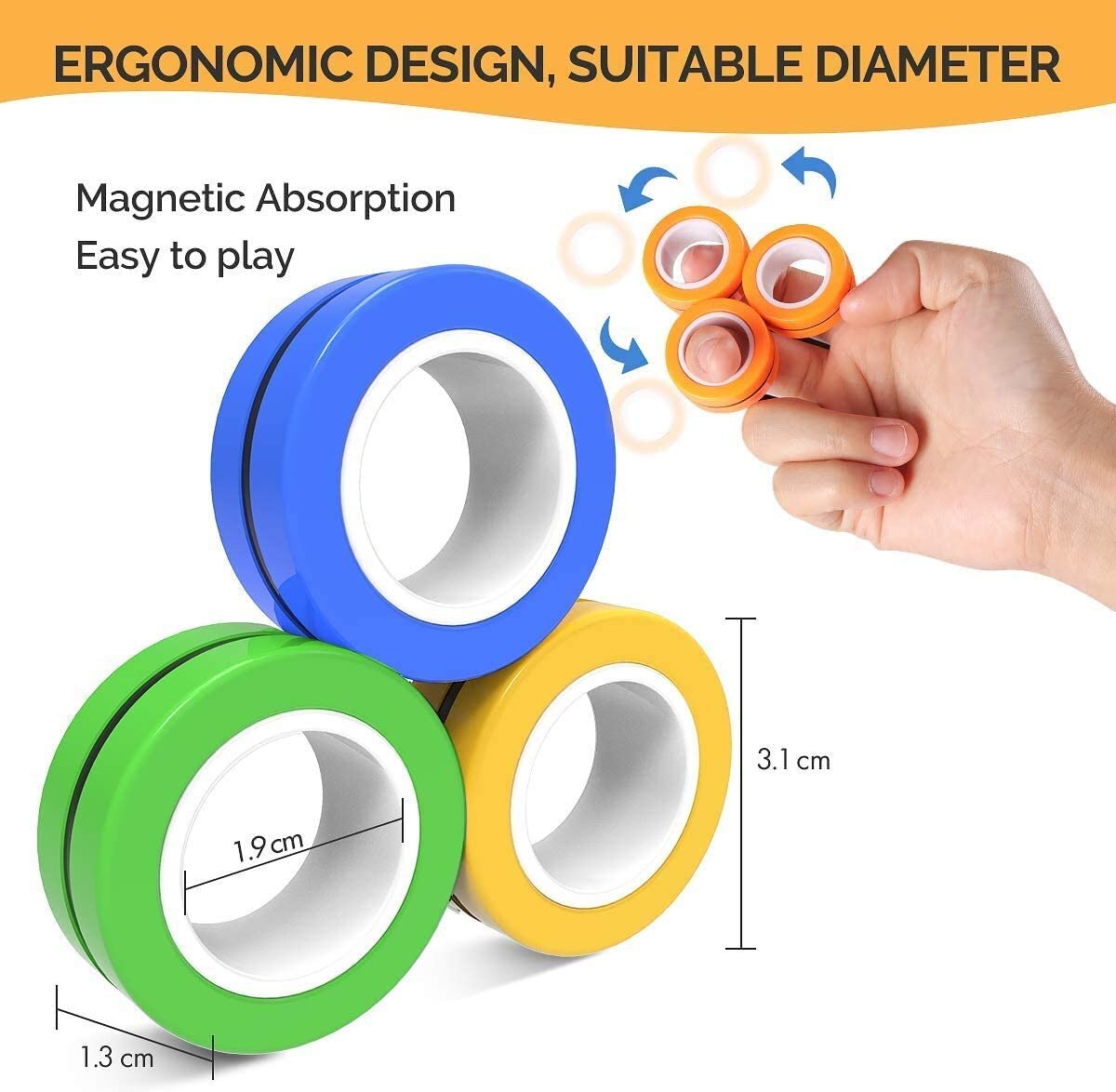 Anti-Stress Finger Magnetic Rings Kids Decompression Fingertip Toys Magic Ring Props Tool For Autism ADHD Anxiety Relief Focus