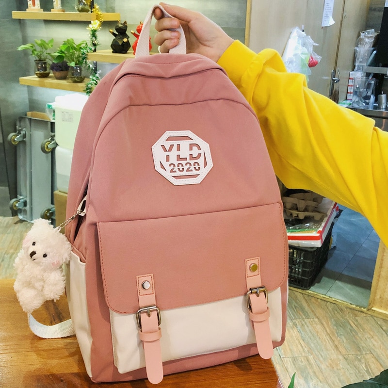 Dcimor waterdichte nylon damesrugzak met riemgesp, clamshellrugzak voor tienermeisjes, schooltas, reismochilas