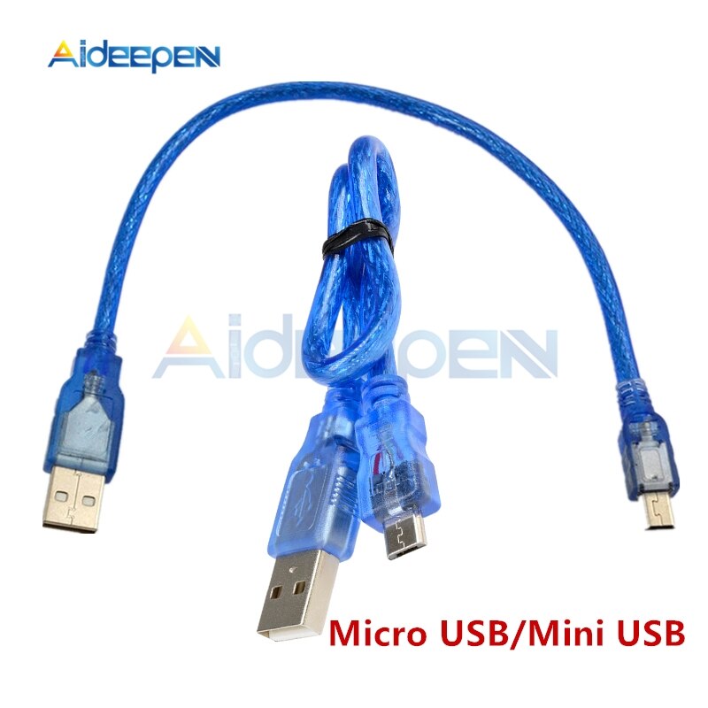 Micro USB Mini USB 2.0 Male A naar Micro/Mini B5 Pin Kabel 30 cm High Speed Data Lading cord Leads Voor NANO XBEE UNO 2560 Leonardo