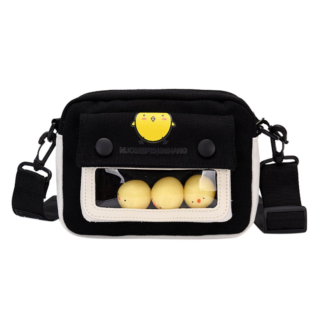 Sac en toile femme sac de messager sauvage étudiant sac à bandoulière fille mignonne #25: Black
