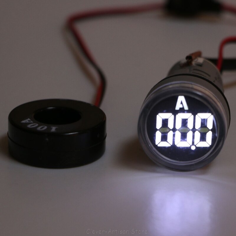 AC220V 22mm Digital Ammeter 0-100A Current Monitor Meter Signal Lamp Amperemeter Au 27 20