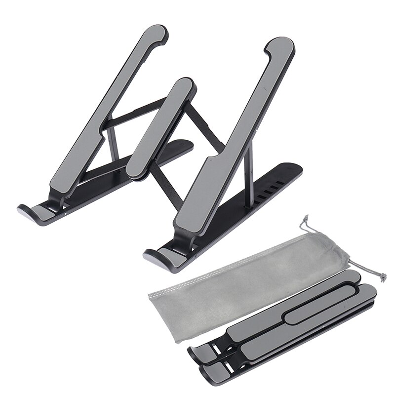 Adjustable Foldable Laptop Stand Fr Desk Portable Notebook Riser Computer Holder: Black