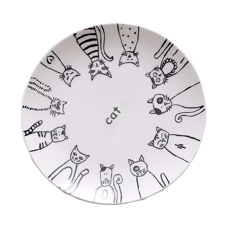 Cat Ceramic Plate Dinner Dessert Appetizer Salad Dish Steak Service Plates for Home Party TB