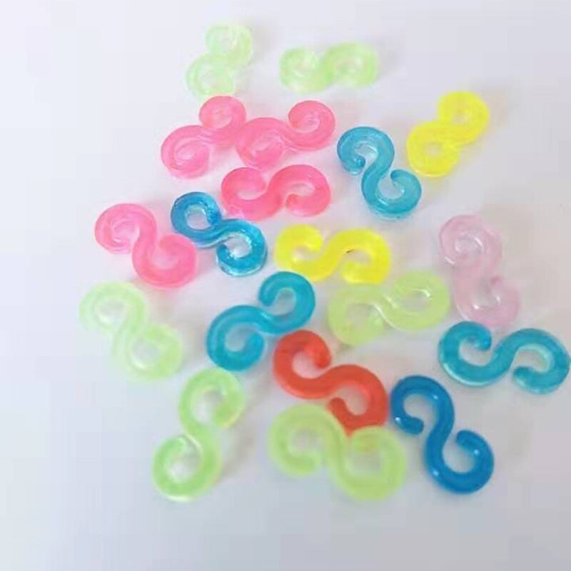 400pcs Transparent plastic S C clips Mixed color Loom Rubber Bands for DIY bracelet colorful clasps Bracelet Children jewelry: Mixed color S