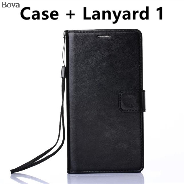 Honor 4C card holder cover case for Huawei Honor 4C leather phone case ultra thin wallet flip cover: Black Lanyard 1