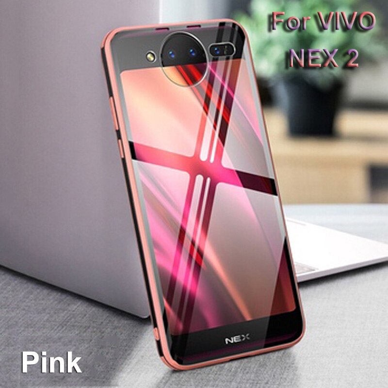 per vivo Nex 2 custodia a doppio schermo coque coperchio posteriore antiurto per vivo NEX2 NEX 2 custodia per telefono in vetro temperato per NEX doppio Schermo: Colore rosa