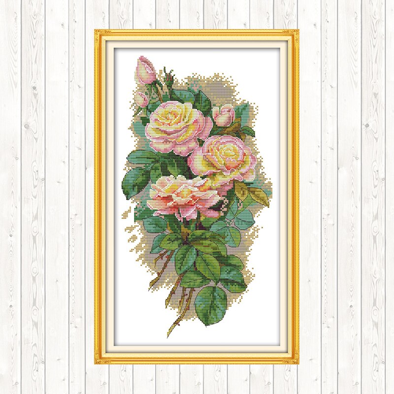 A Bunch of Flowers Chinese Cross Stitch Flowers DIY Needlework Embroidery Kit 14ct 11ct Counted Printed on Canvas DMC Floss Art