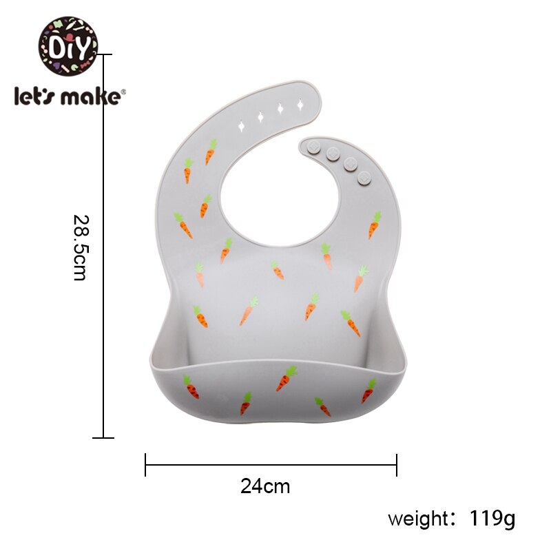 Let's Make-bavoir en Silicone pour bébé, serviette pour -né, ajustable, imperméable, bavoir pour bébé, doux, produit pour alimentation, 1 pièce: gray