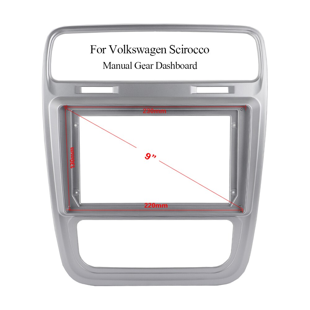 Dobbelt din slivery abs trim fascia ramme til volkswagen scirocco refit bil 9 "android radio navigation dvd montering instrumentbræt