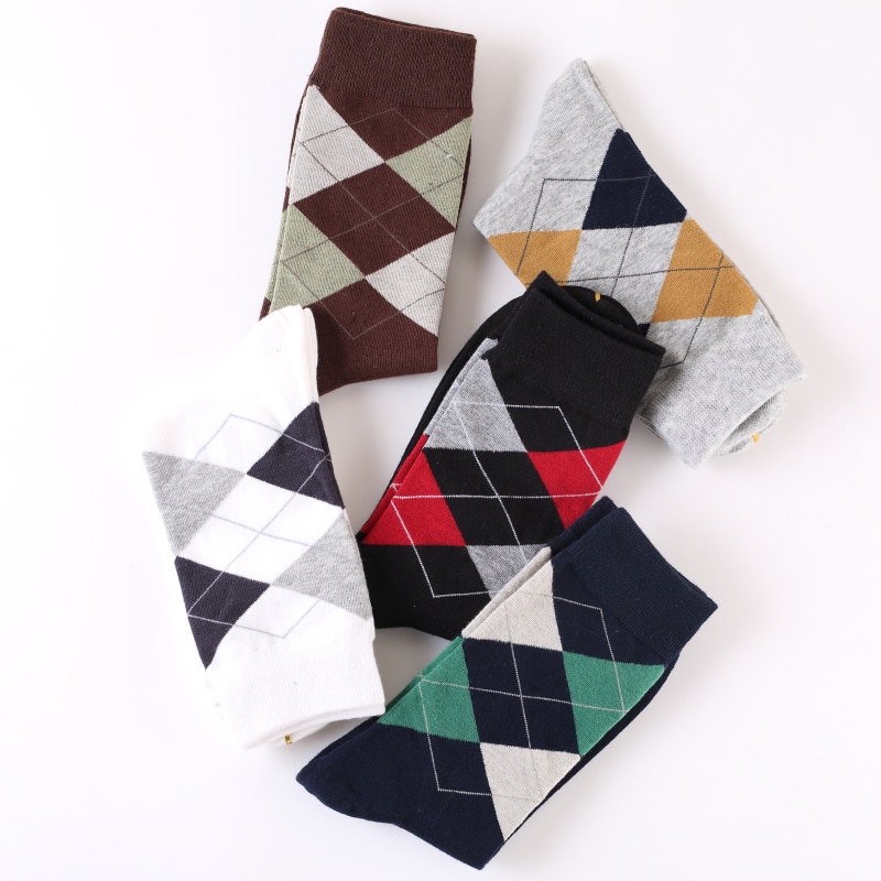 Sokken Casual Mannen Sokken Herfst En Vier Seizoenen Plaid Compressie Retro Zakelijke Banket Jurk Katoenen Sokken Mannen