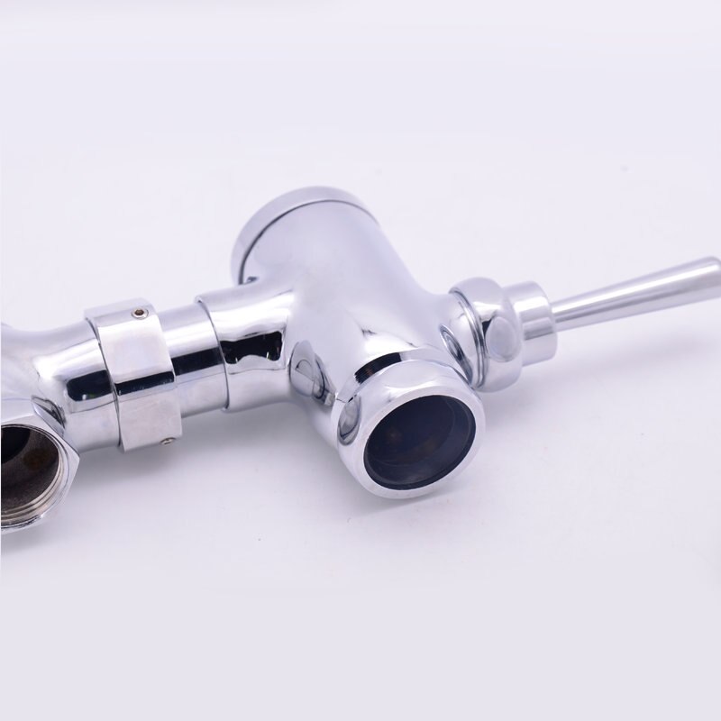 SPRING SUMMER Brass Manual Lever Handle Toilet Flush Valve Time Delay Self Closing Exposed Hand control Wall Mount Wall