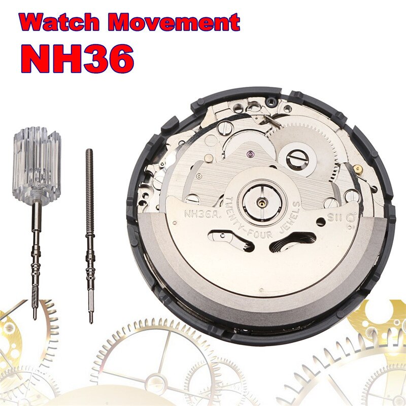 Mecanismo de reloj automático para hombre, piezas de reloj mecánico, movimiento NH36, relojes de movimiento, accesorios de repuesto