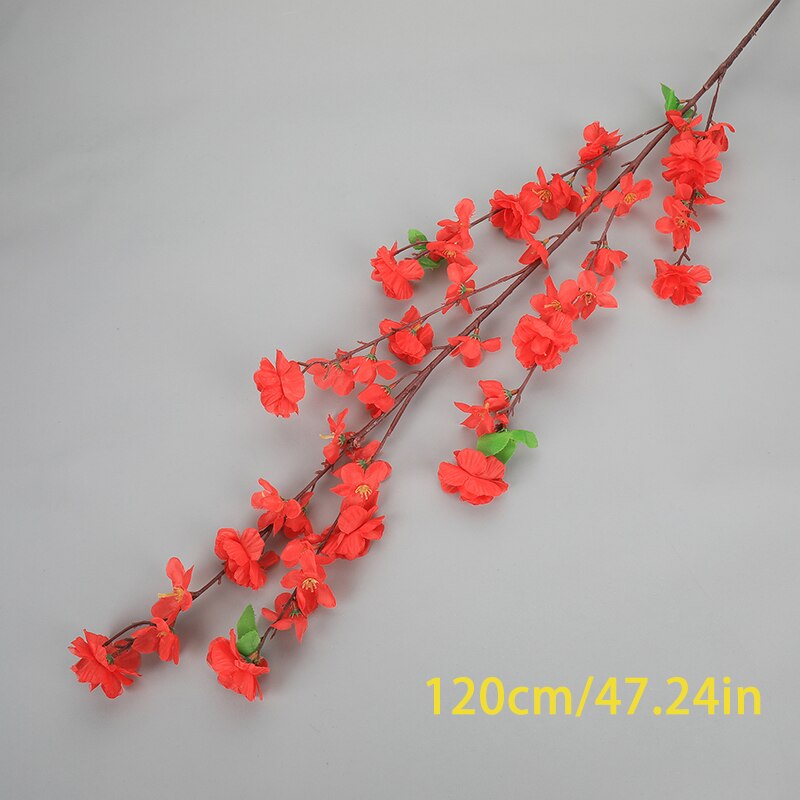 Artificial Flowers Peach Blossom Non-woven Fabrics Flower Branch Bedroom Dining Table Shopping Mall Office Bar Decoration: 120cm red 1 Pcs