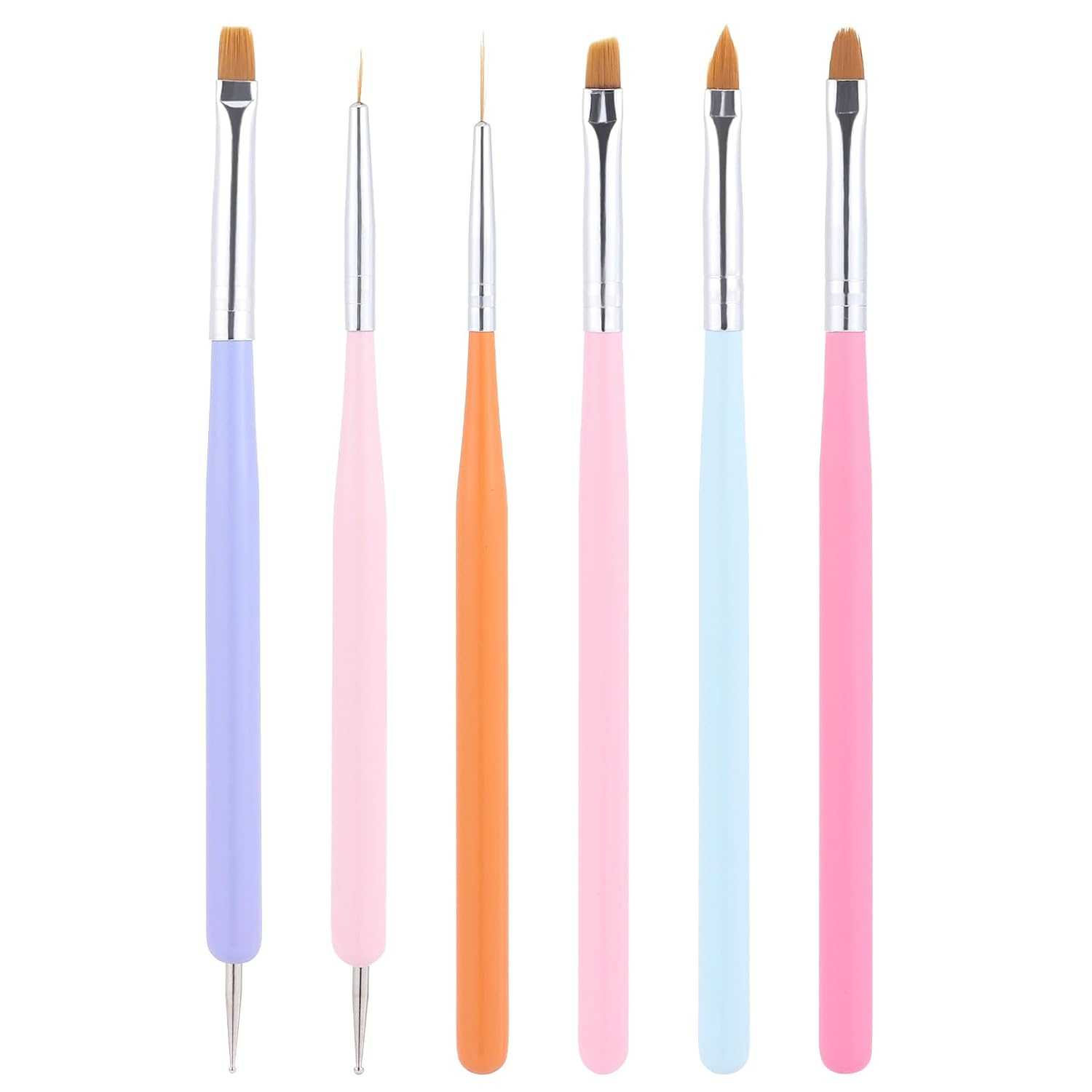 High Precision Nail Art Clean-Up Brush Set - Accurate Mistake Removal and Fingernail Cleaning - Angled and: Gold