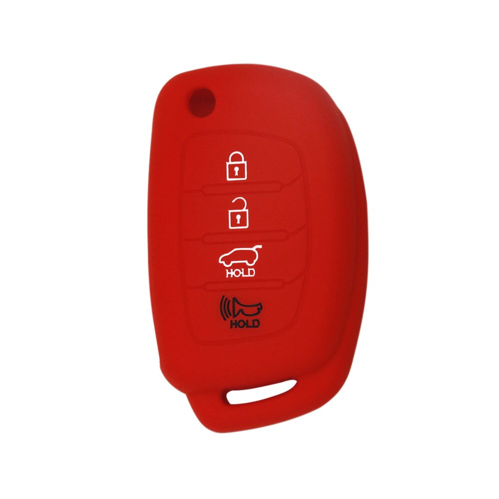 Geschikt Voor Hyundai IX35 Vouwen 4-Knop Autosleutel Case Soft Rubber Silicone Sleutel Shell Anti-Diefstal Afstandsbediening controle Beschermende Cove: Rood