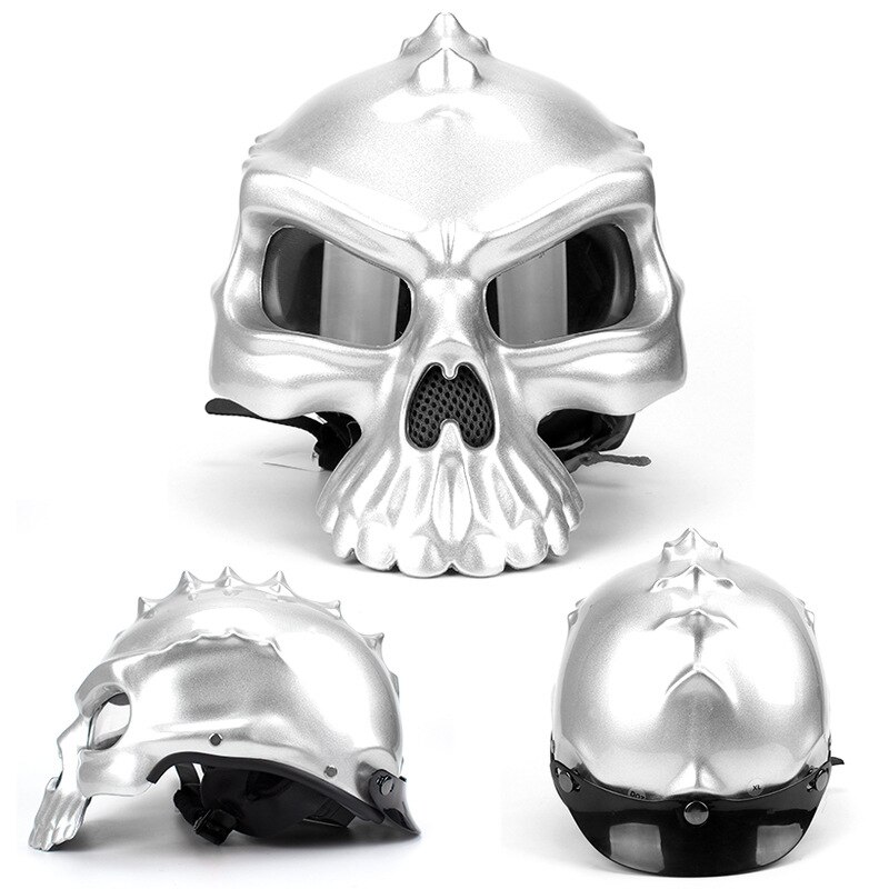 Retro Schedel Helm Elf Half Helm Dubbele Lens Verwisselbare Capacete Motorfiets Moto Helmen Hoed
